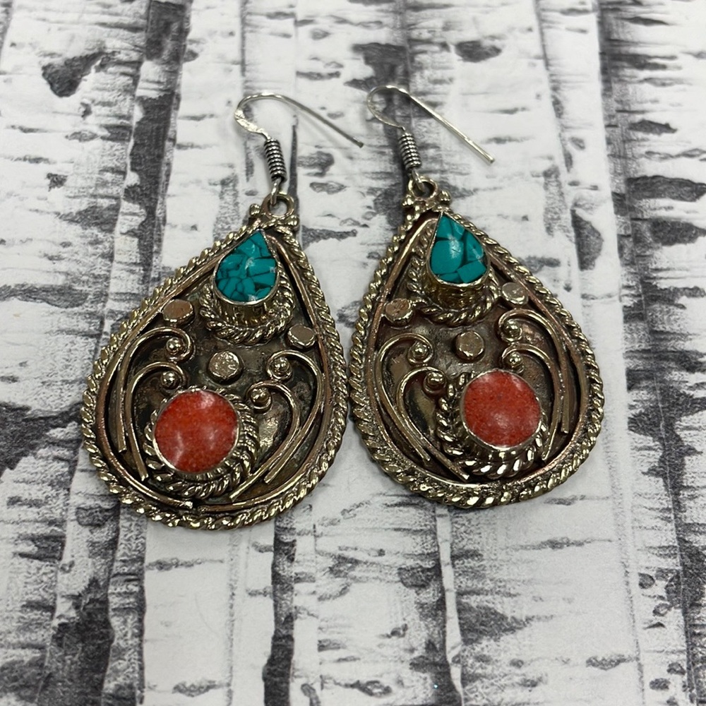 Tibetan Style Silver Earrings